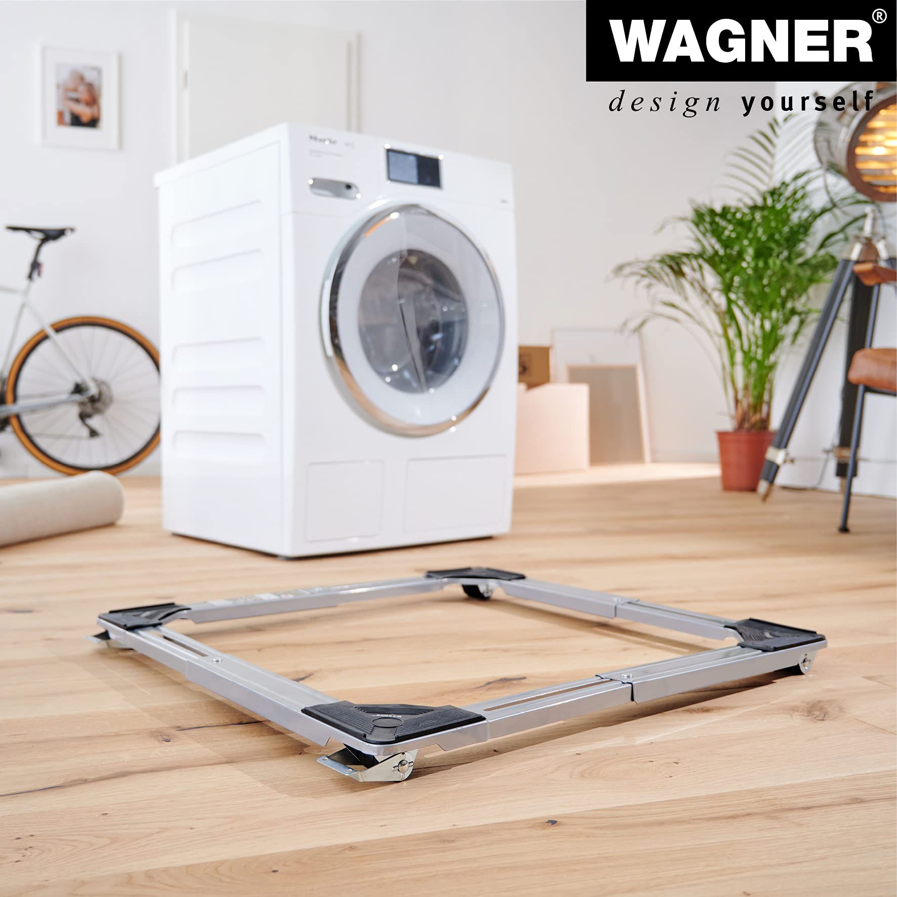 Wagner Plataforma de Carga MM 1195-46-66 cm - Ajustable - Ideal para el Transporte de Mercancías de Diferentes Tamaños, 220 kg de Capacidad de Carga, 2 Frenos, Superficie de Carga - 20119501