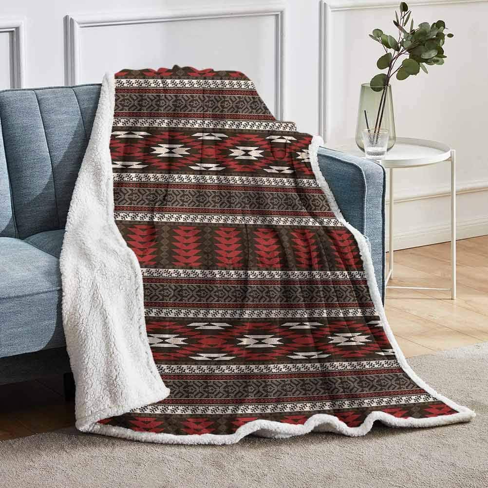 YUAZHOQI Aztec Fleece Blanket Primitive Culture Art Zigzag Throw