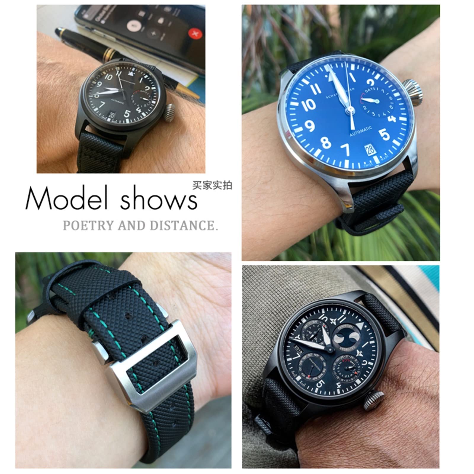 20mm 21mm 22mm cinturino per orologio in nylon intrecciato cinturino con fibbia pieghevole adatto per braccialetto IWC Pilot Mark Portugieser Portofino