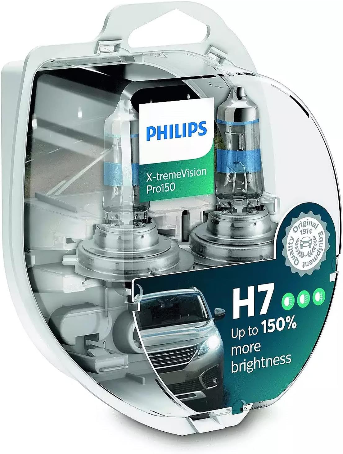 Philips X-tremeVision Pro150 H7 Halogen Headlight Bulb +150% Double Set 569428 Twin Box Yellow