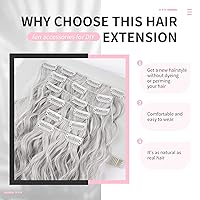 Vista 4 de FLUFYMOOZ Extensiones de cabello con pinzas, 6 extensiones de cabello sintético ondulado con clip para mujer, 24 pulgadas
