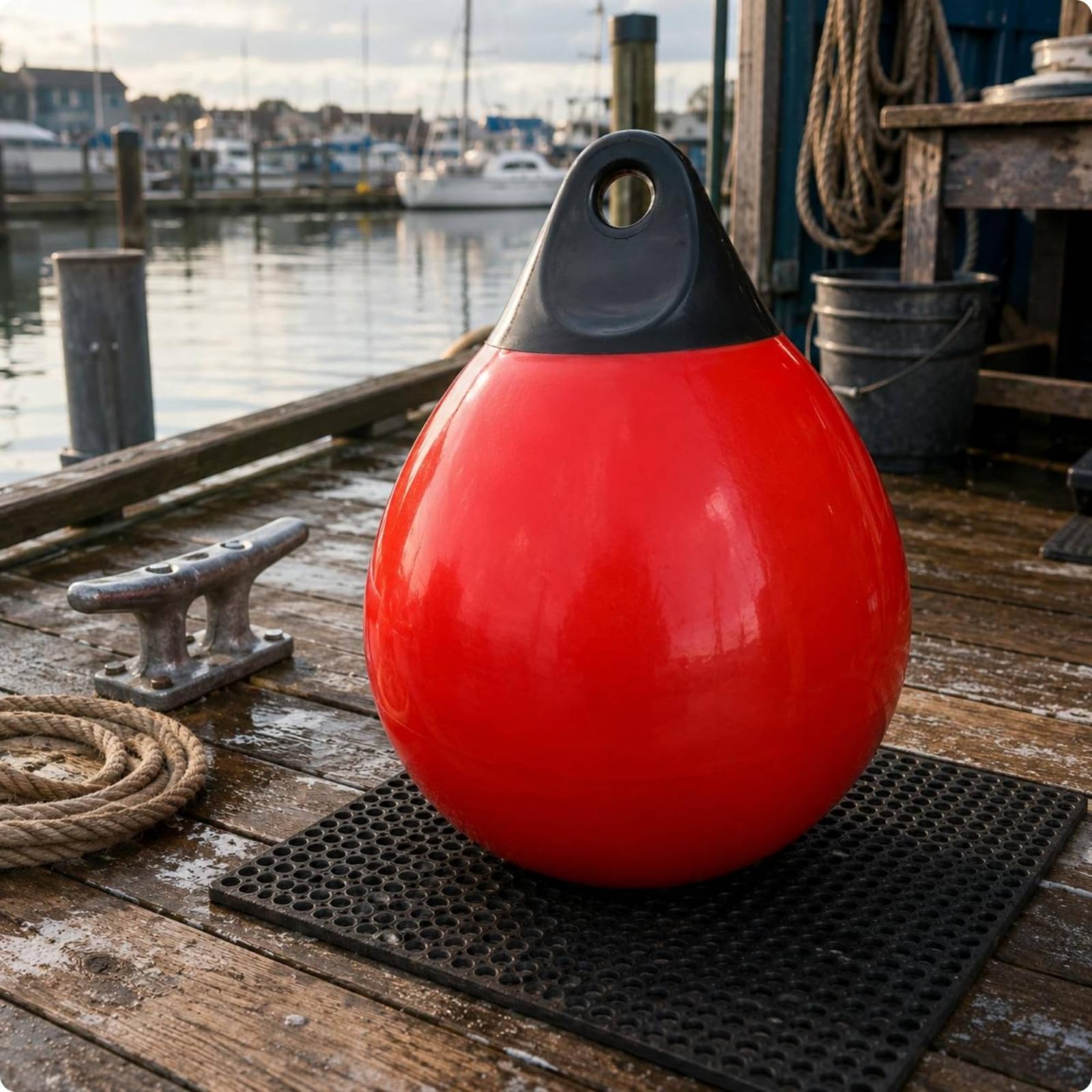 Aufblasbarer Boots Schutzboje Schwimmboje Stoßboje aus PVC 4 Mm mit Sichtbarerer Tropfenform Und Praktischer Zum Fixieren für Wasserpositionierung