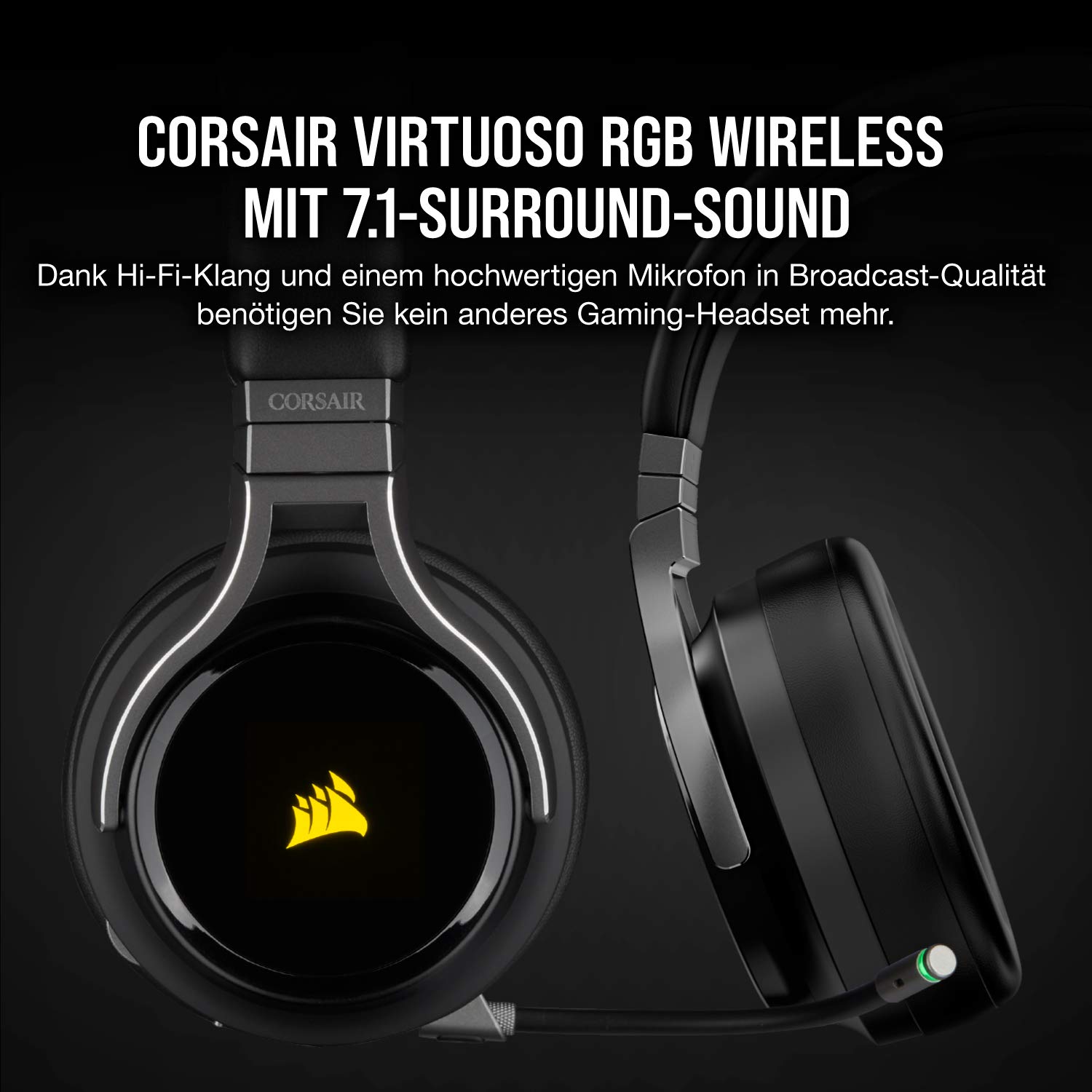 Corsair Virtuoso RGB Wireless Gaming Headset 7.1 Surround Sound Abnehmbares Mikrofon iCUE-Kompatibel PC Mac PS5 PS4 Nintendo Switch Mobile Carbon