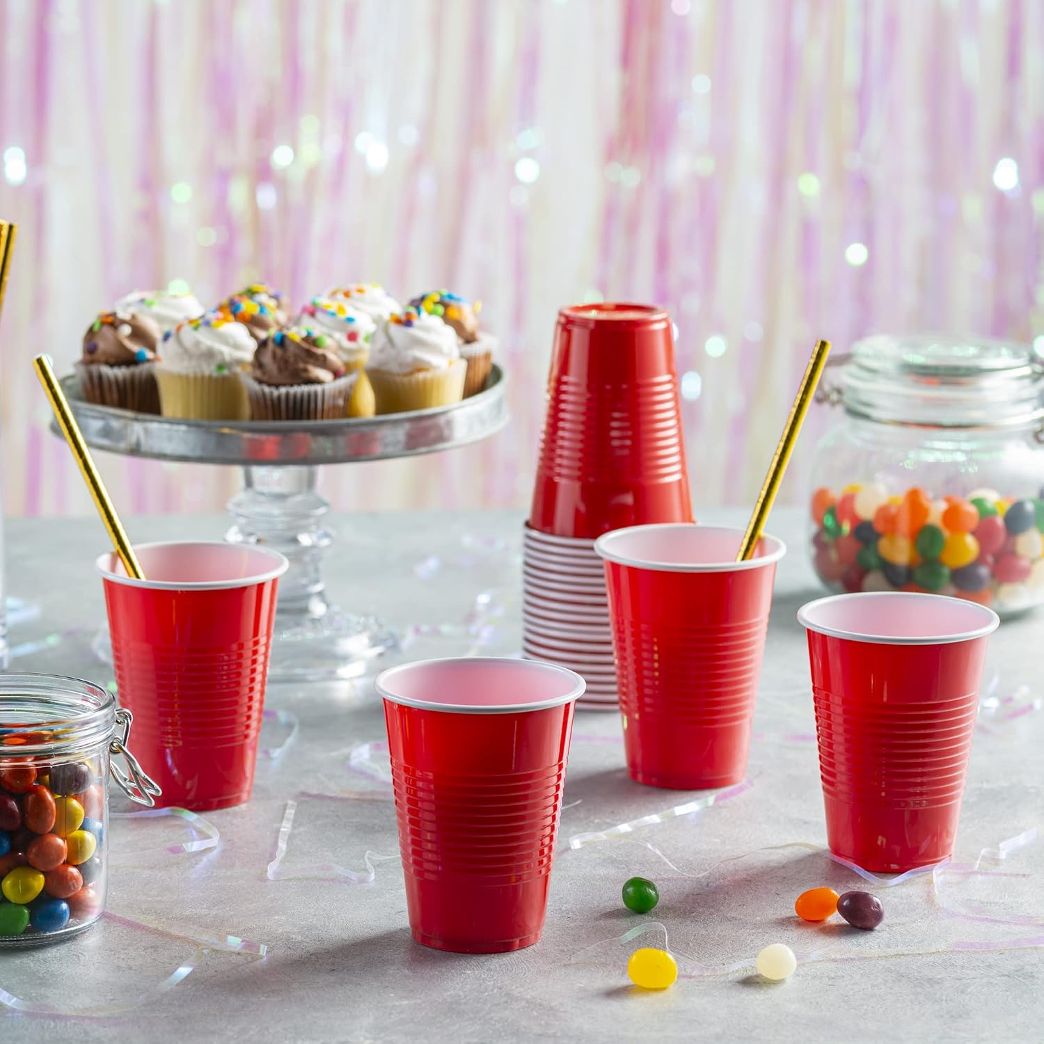 Comfy Package [Case of 1,000 9 oz. Disposable Plastic Red Cups, Party Drinking Cups for Events and Everyday Use