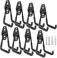 LUPYJI 8-Pack Heavy Duty Garage Hooks - Wall Mount Storage Organizer for Tools, Ladders, Hoses, Ropes & Bulk Items