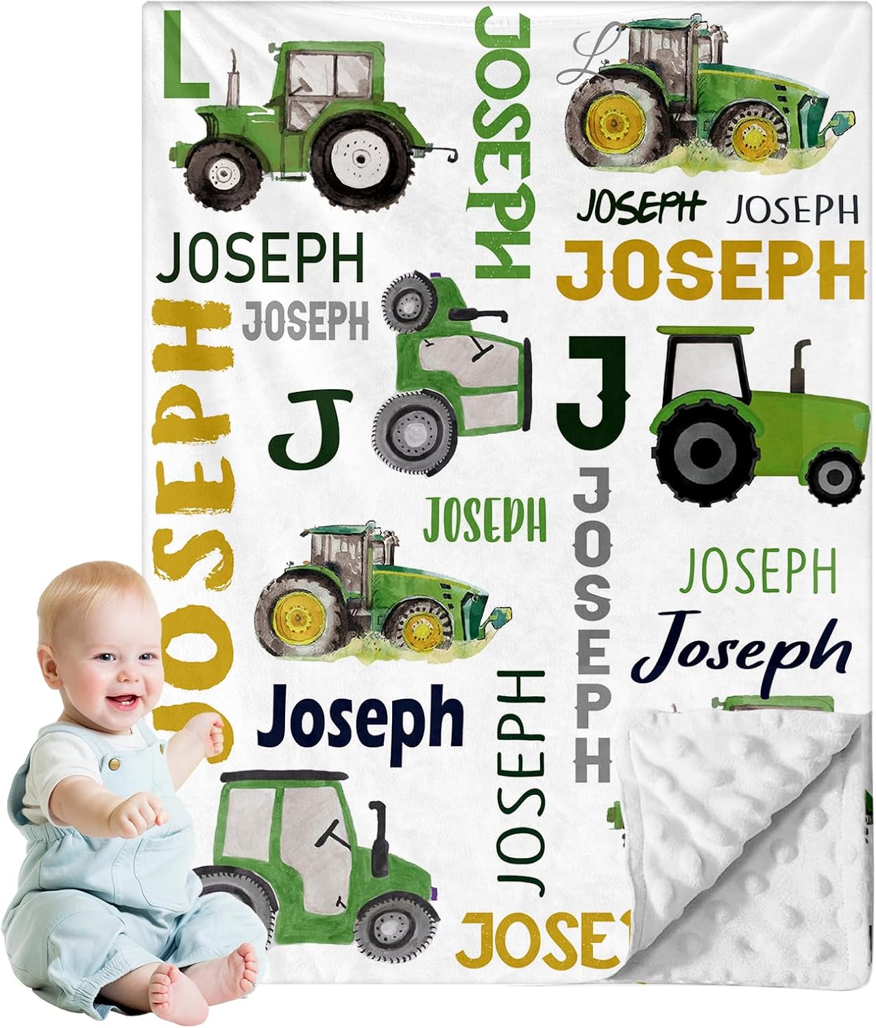 Dyoart Custom Name Tractor Blankets Super Soft Receiving