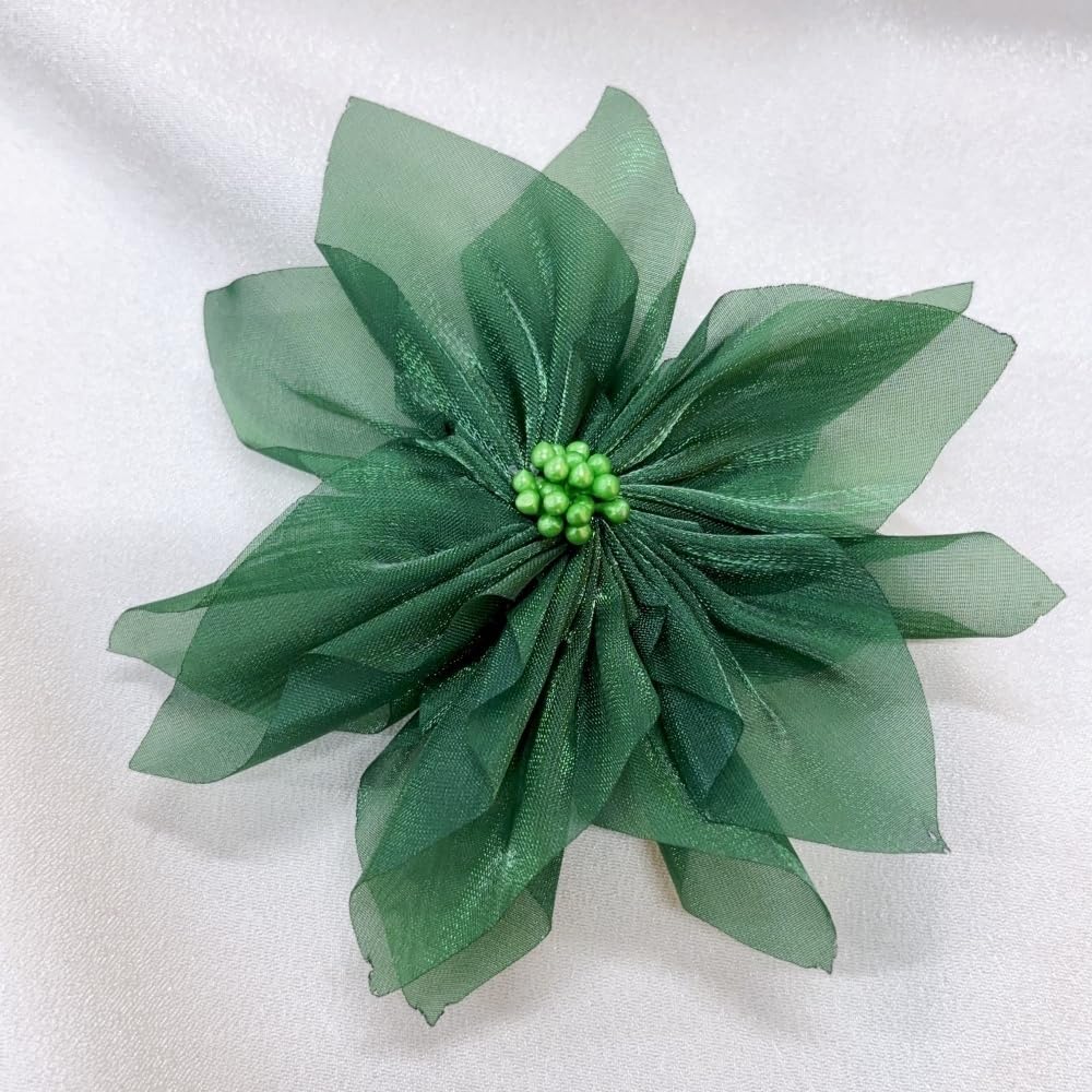 Elegant Satin Flower Brooch Pin for Women Girls Charming Handmade Fabric Daisy Sunflower Floral Brooches Hair Clips Pins Dainty Holiday Wedding Party Hat Bag Clothing Decorative Accessories 4.5" image 5