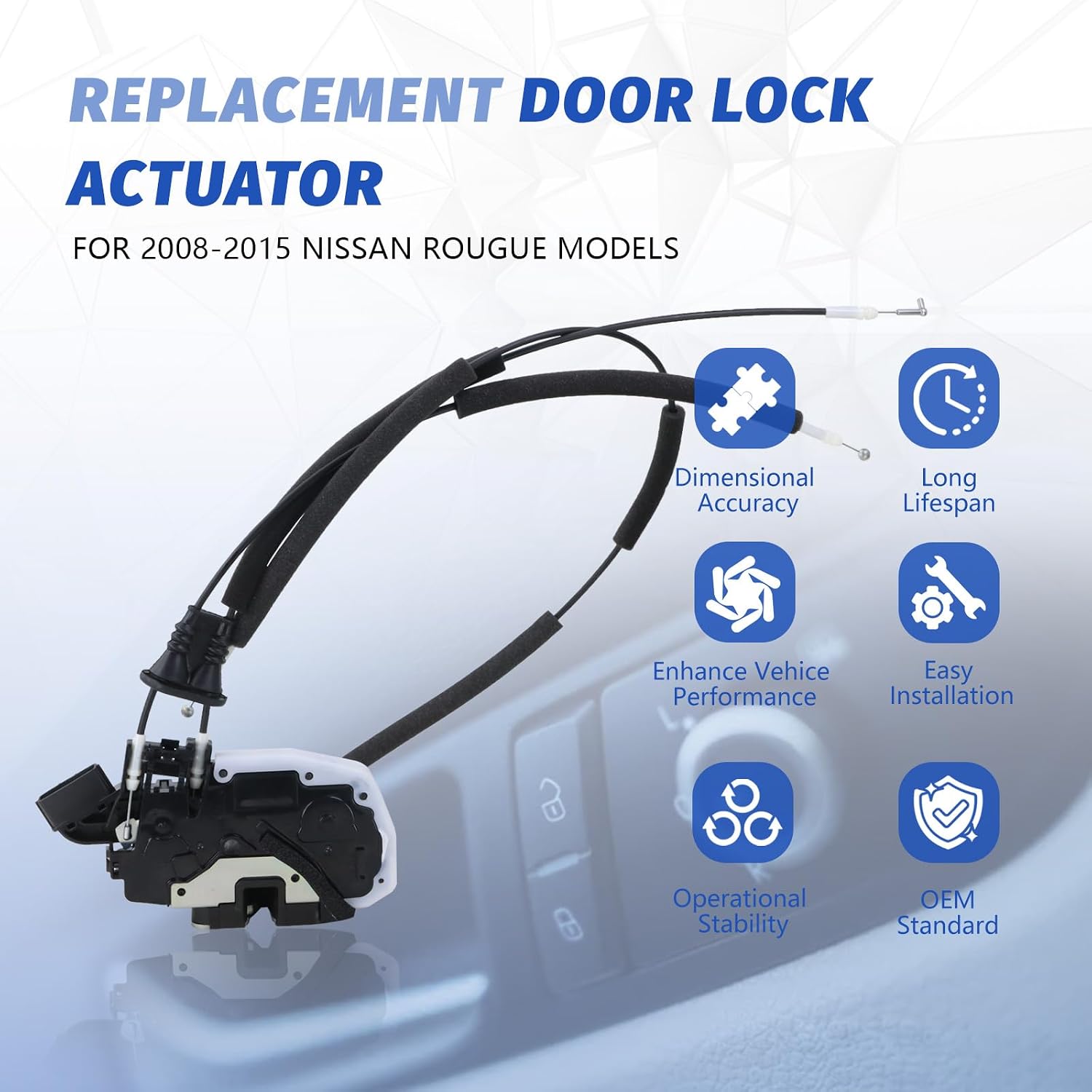 Door Lock Actuator Front Right Passenger Side Compatible with 2008-2015 Nissan Rogue 2014-2015 Rogue Select Door Latch Replacement 80500-JM00A 80500JM00A 937-267 937267