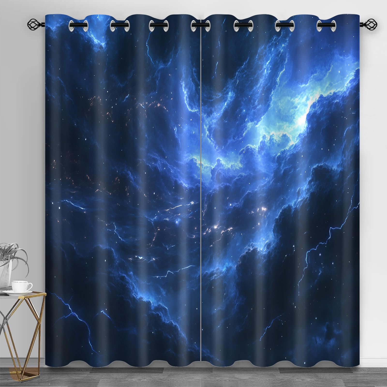 Rideaux thermiques contre les reflets et le froid - Lot nébuleuse cosmique 140x160