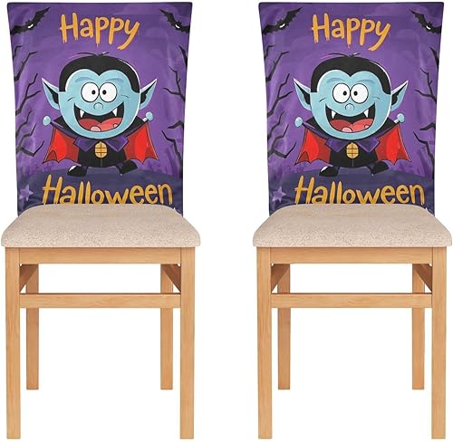 Miniatura 2 de Juego de 6 fundas decorativas para sillas de banquetes de boda, diseño de vampiro, diseño de caricaturas, diseño de vampiro