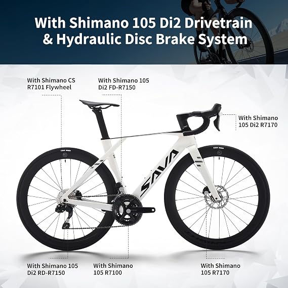 SAVADECK 2026 Blade R7 Full Carbon Road Bike, Carbon Fiber Frame Racing Bicycle with Shimano R7170 24S Groupset, Hydraulic Disc Brakes, Ultra-Light Carbon Bike for Adults