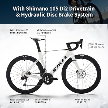 SAVADECK 2026 Blade R7 Full Carbon Road Bike, Carbon Fiber Frame Racing Bicycle with Shimano R7170 24S Groupset, Hydraulic Disc Brakes, Ultra-Light Carbon Bike for Adults