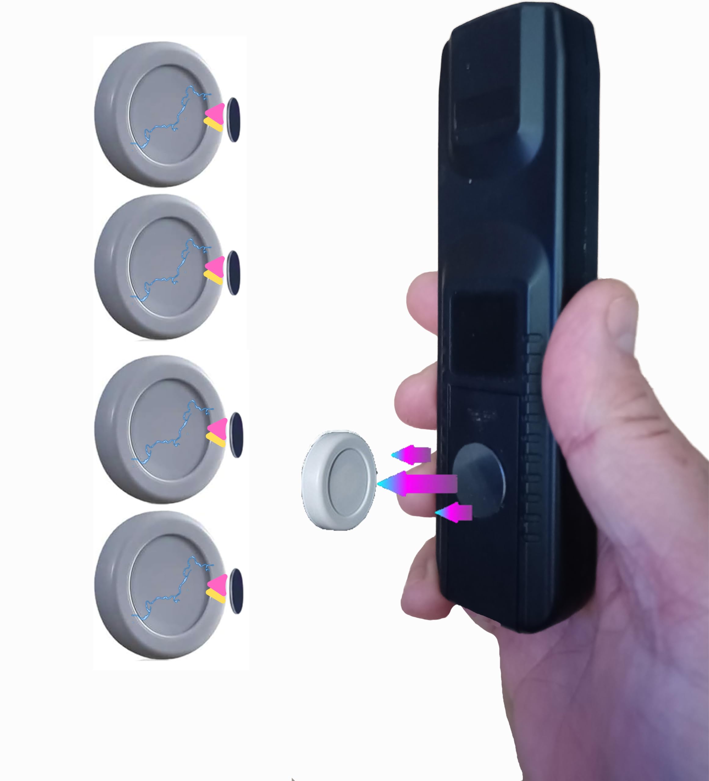 B BachVibes Kit de 4 Soportes Magnéticos para Mando a Distancia, telefono, Router, regletas Enchufe y Organizador de Mandos por Control Remoto en Pared sin Taladrar