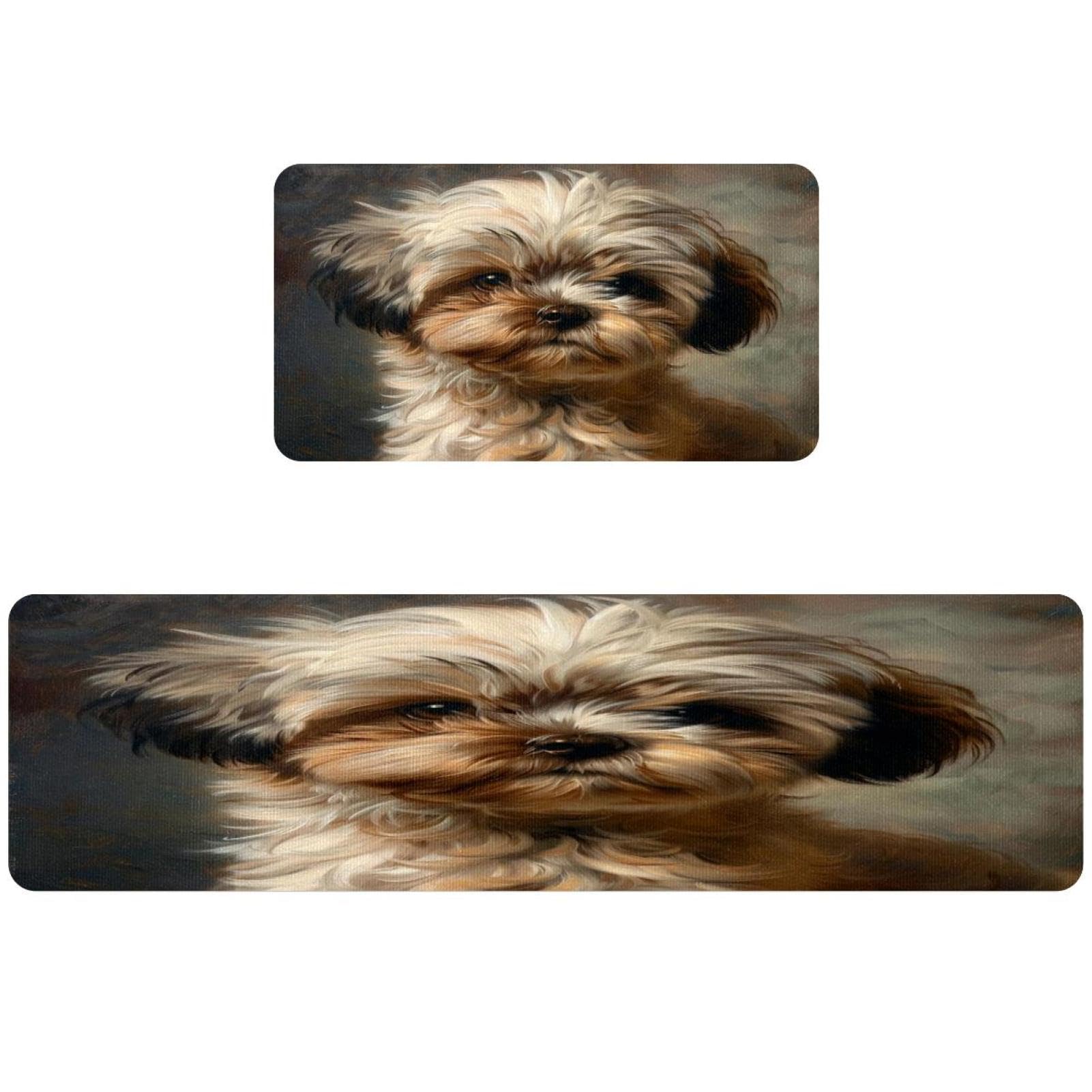 Tapete de cocina de 2 piezas lavable y alfombra para pasillo Shih Tzu