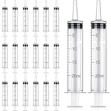 20 Packs 20ml/cc Plastic Syringes Liquid Measuring Syringe with Measurement Needleless Sterile and Individually Sealed for Measuring Liquids Feeding Pets Gardening Oil or Glue Applicator Favors