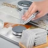 10 Pcs Steel Wire Dishcloth for Kitchen Washing Dishes, Single Layer Non-Scratch Scrubbing Cloth for Cleaning, Reusable Wire Mesh Cleaning Rag for Cookware, Sinks, Stovetops and Dishes