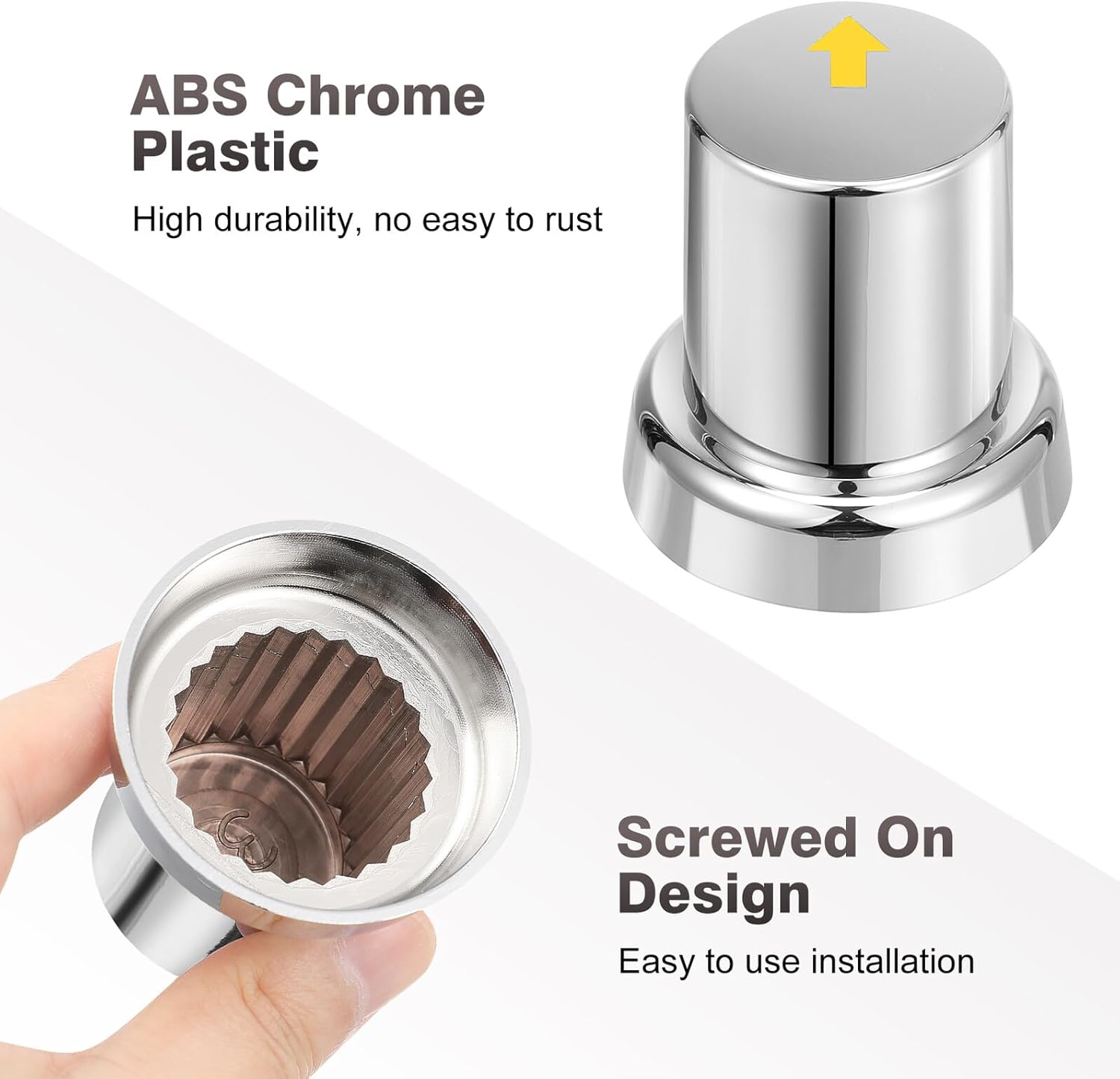 Ciieeo 20pcs Chrome Lug Nut Covers for Semi Trucks with Hub Removal Tool Wheel Bolt Caps Anti-Rust Protective Screw Covers for Heavy-Duty Vehicle Wheels