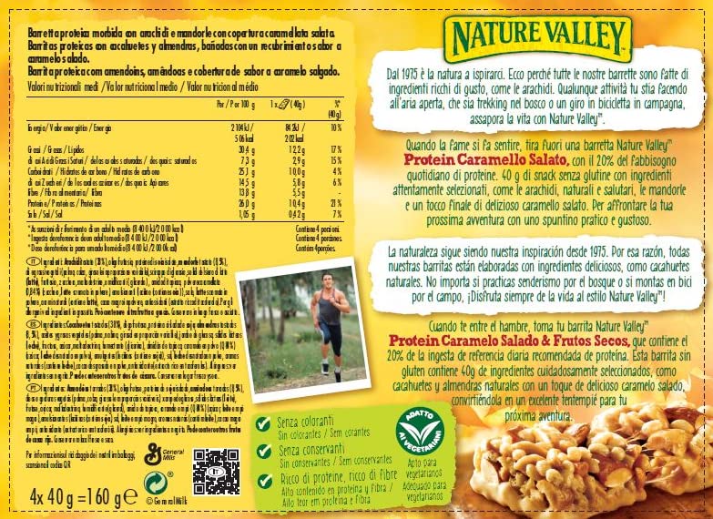 Miniatura 2 de Nature Valley Protein Frutos Secos y Caramelo Salado Barritas de Proteína, 4 x 40g (Paquete de 5)