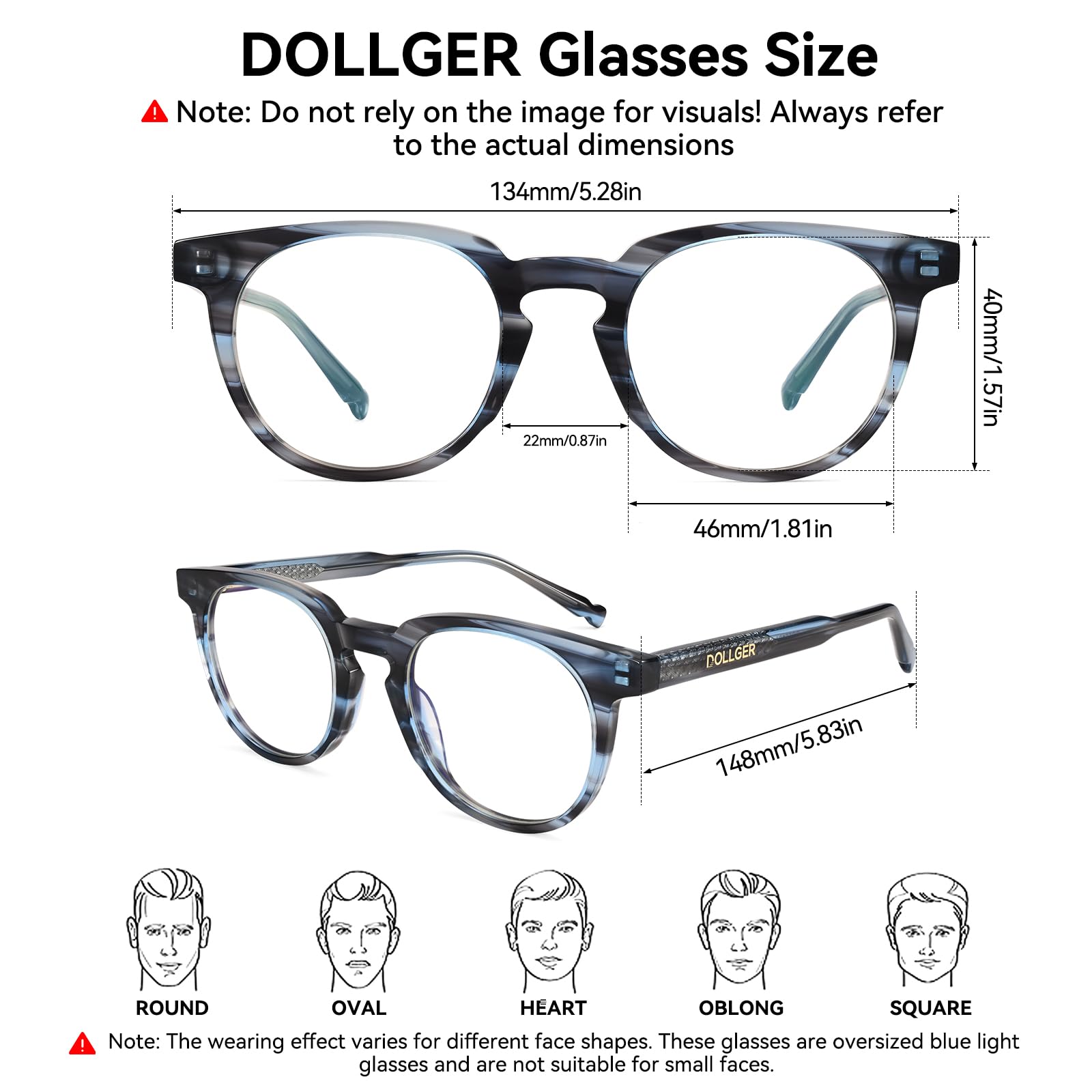 Dollger Lunettes anti-lumière bleue pour homme et femme, lunettes d'ordinateur anti-reflets avec verres AC, lunettes rondes tendance rétro unisexe