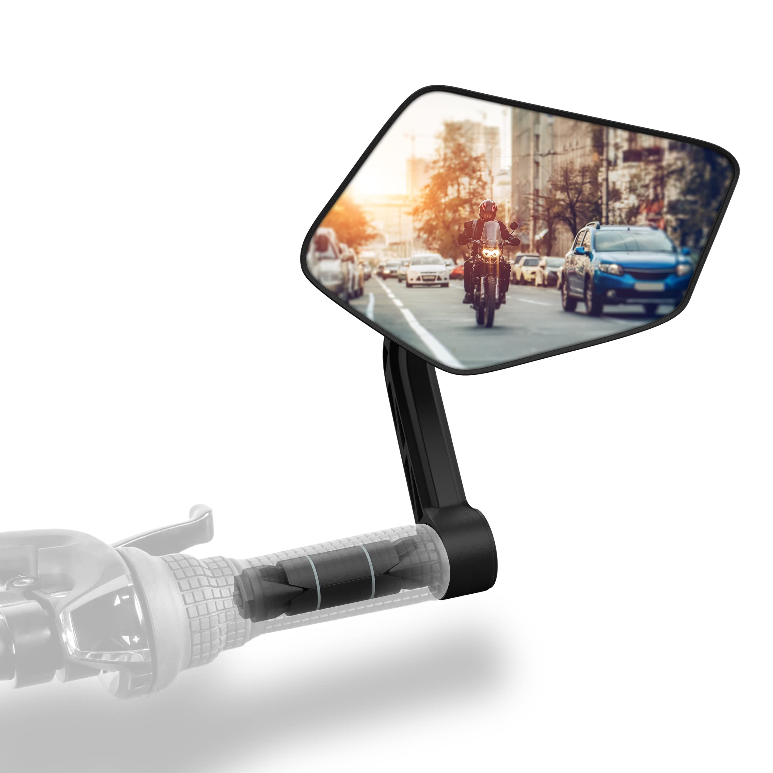 Xcelenze - Fahrradspiegel extra große Spiegelfläche |schlagfestes Echtglas| Fahrradspiegel für Lenker ebike | Rückspiegel Fahrrad Spiegel für e-bike Fahrradrückspiegel klappbar (rechts Lenkerende)