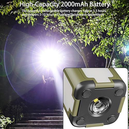 Miniatura 4 de Linterna solar LED para camping, portátil, IPX4, impermeable, recargable, con carga solar de 2000 mAh e indicador de potencia LED, linterna con 6