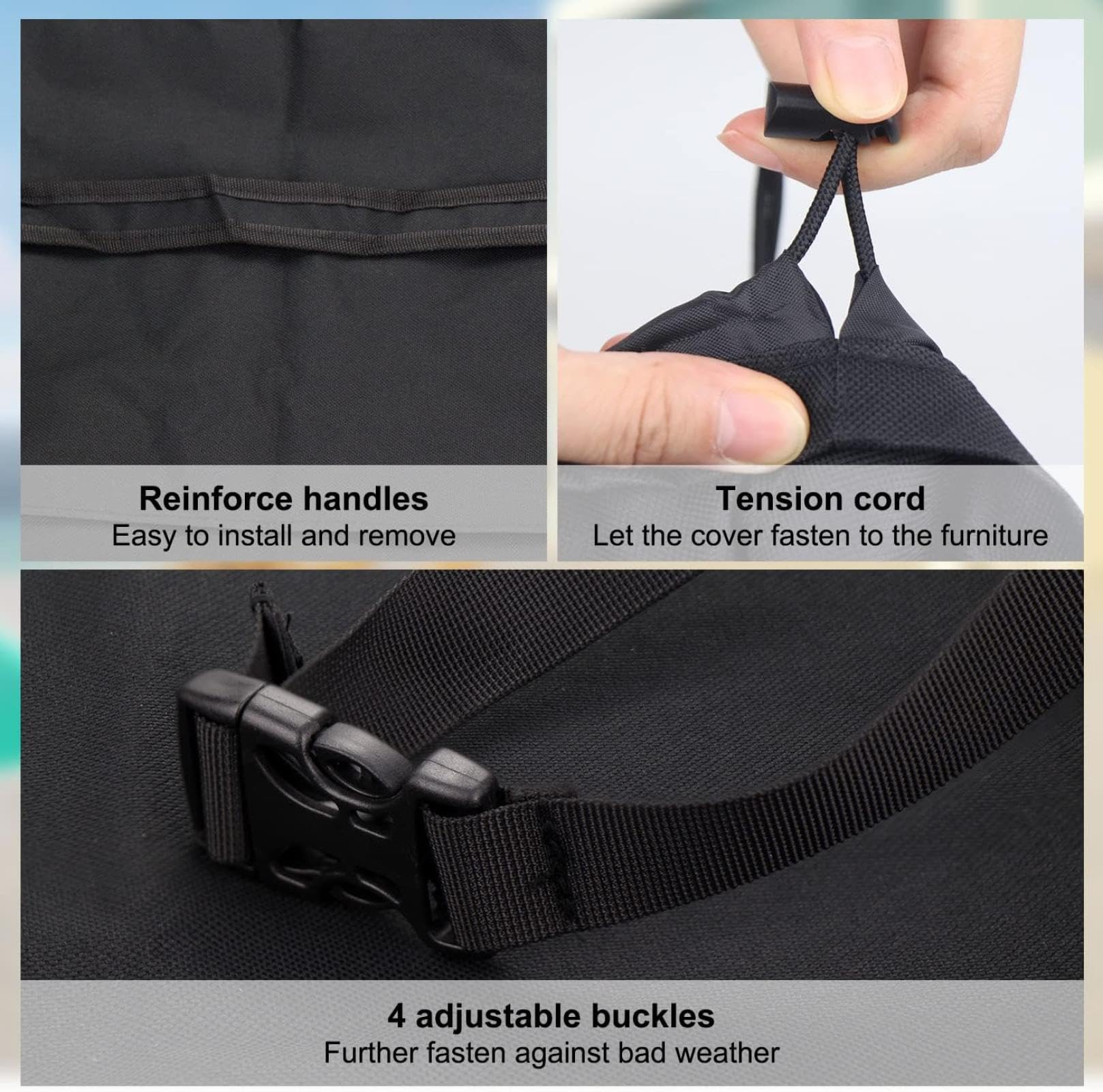 Fundas rectangulares para patio, resistente, 240 x 100 x 100 cm, resistente al viento, impermeable, tela Oxford resistente 600D, anti-UV, funda de sofá de ratán para exteriores