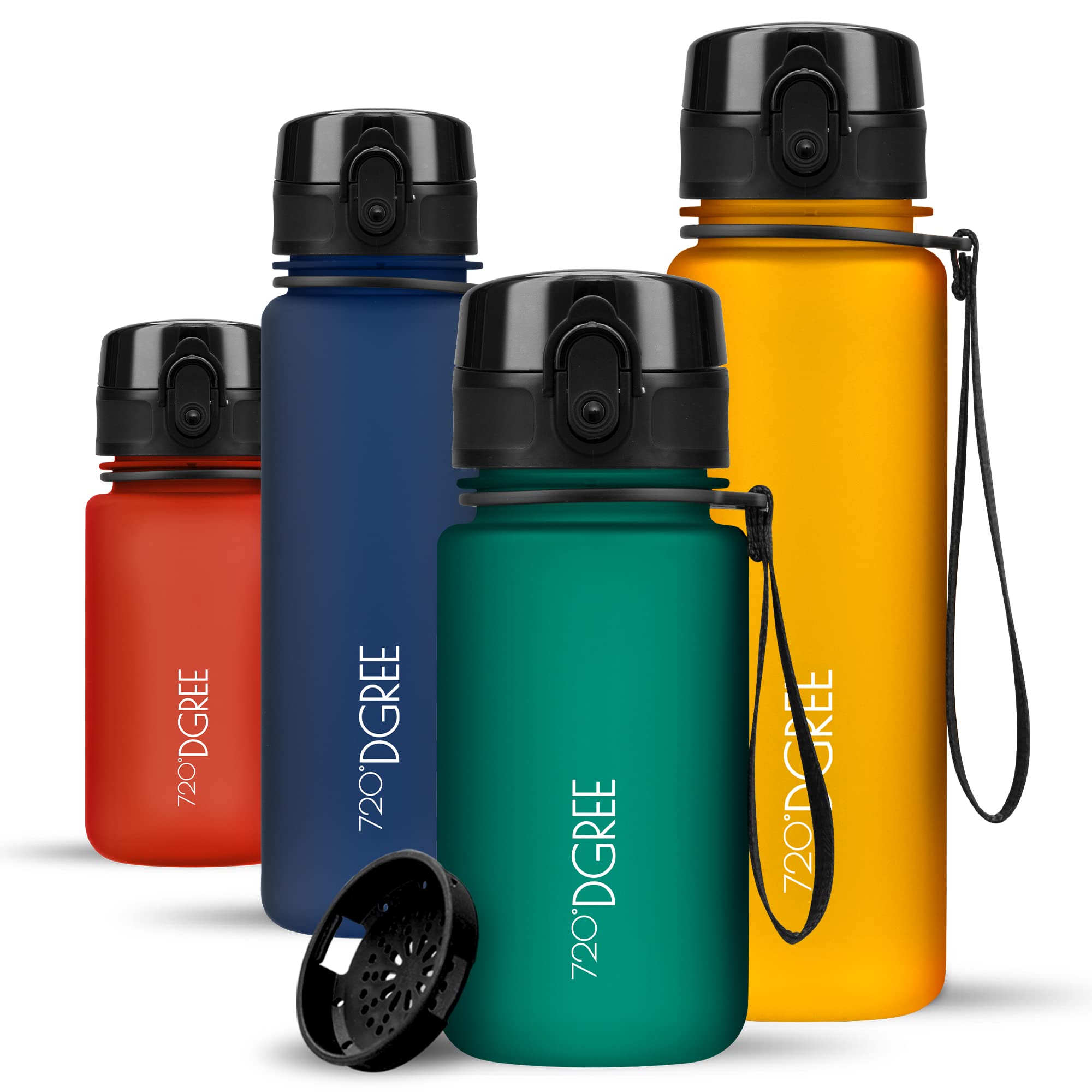720°DGREE Water Bottle Kids 350ml “uberBottle“ softTouch +Sieve - BPA-Free Tritan, Leakproof, Reusable Drinking Bottle - Waterbottle for Children from 2 Years, Kindergarten, School, Playground, Sport