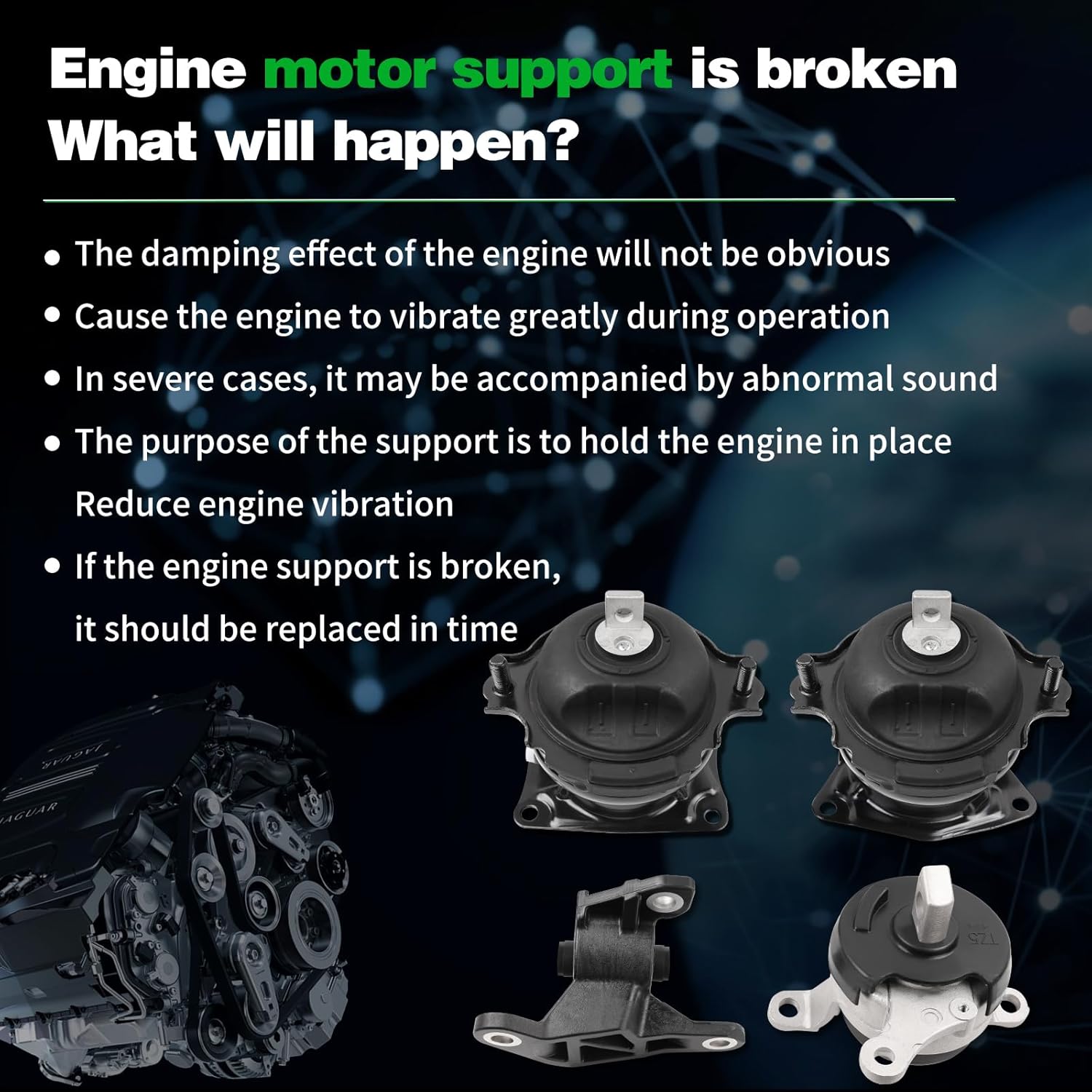 Engine Motor & Trans Mount Kit Compatible with Pilot 6 Speed Trans 2016-2020 & Ridgeline 2017-2020 & MDX 2014-2016 3.5L V6 Engine , OE A45002 50830TZ5A01 A45003 50810TZ5A01 A65093 A65094 Set of 4