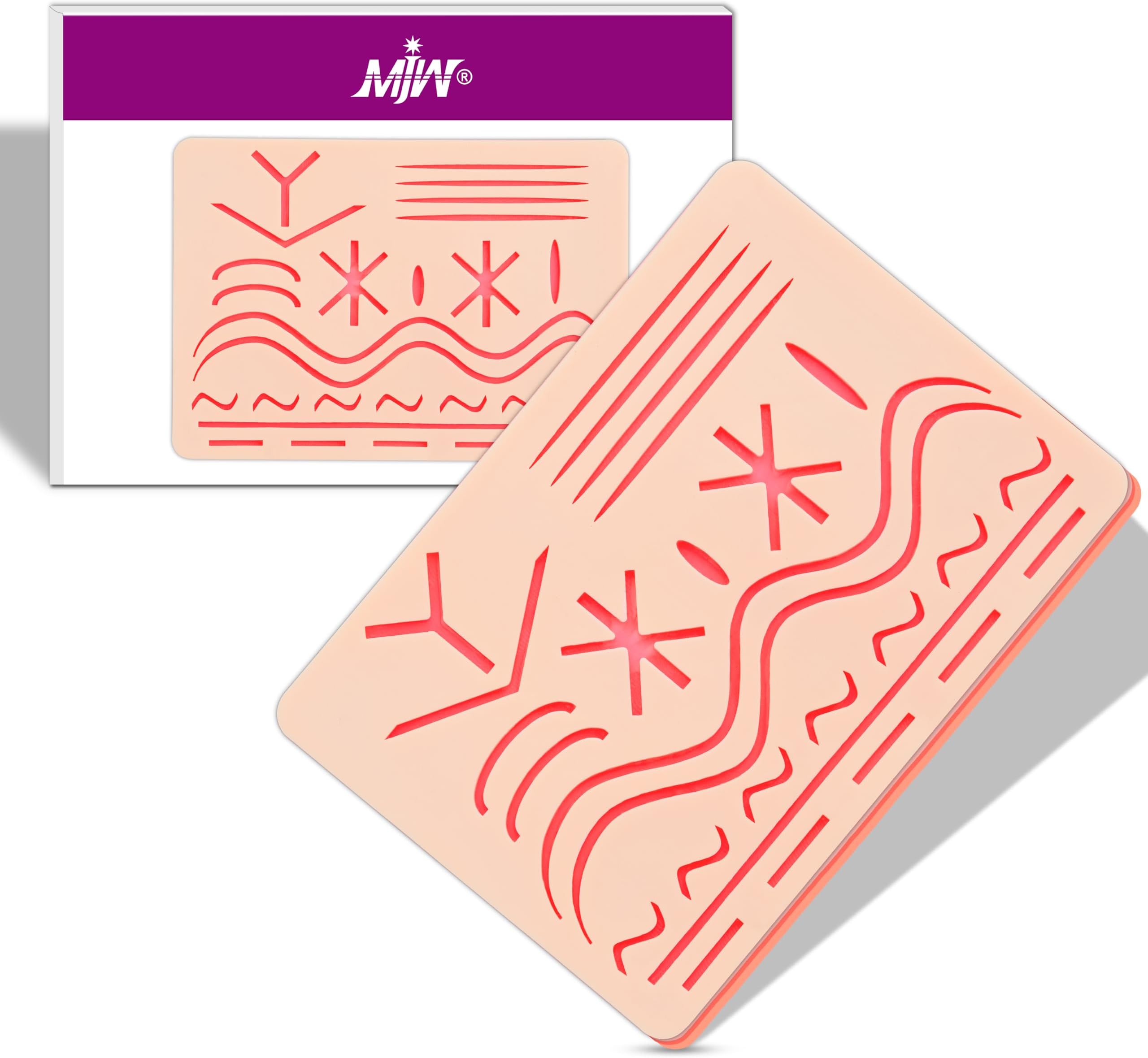 Suture Practice Pads 3 Layer with 27 Wound 5.5x7.7" Suture Practice Kit with Durable Silicon Skin Suture Pad for Training and Practice of Medical Veterinarian Students and Nurses