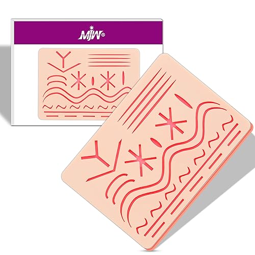 Miniatura 7 de Almohadillas de práctica de sutura de 3 capas con 14 heridas de 5 x 7 pulgadas, kit de práctica de sutura, almohadilla de silicona duradera para ser