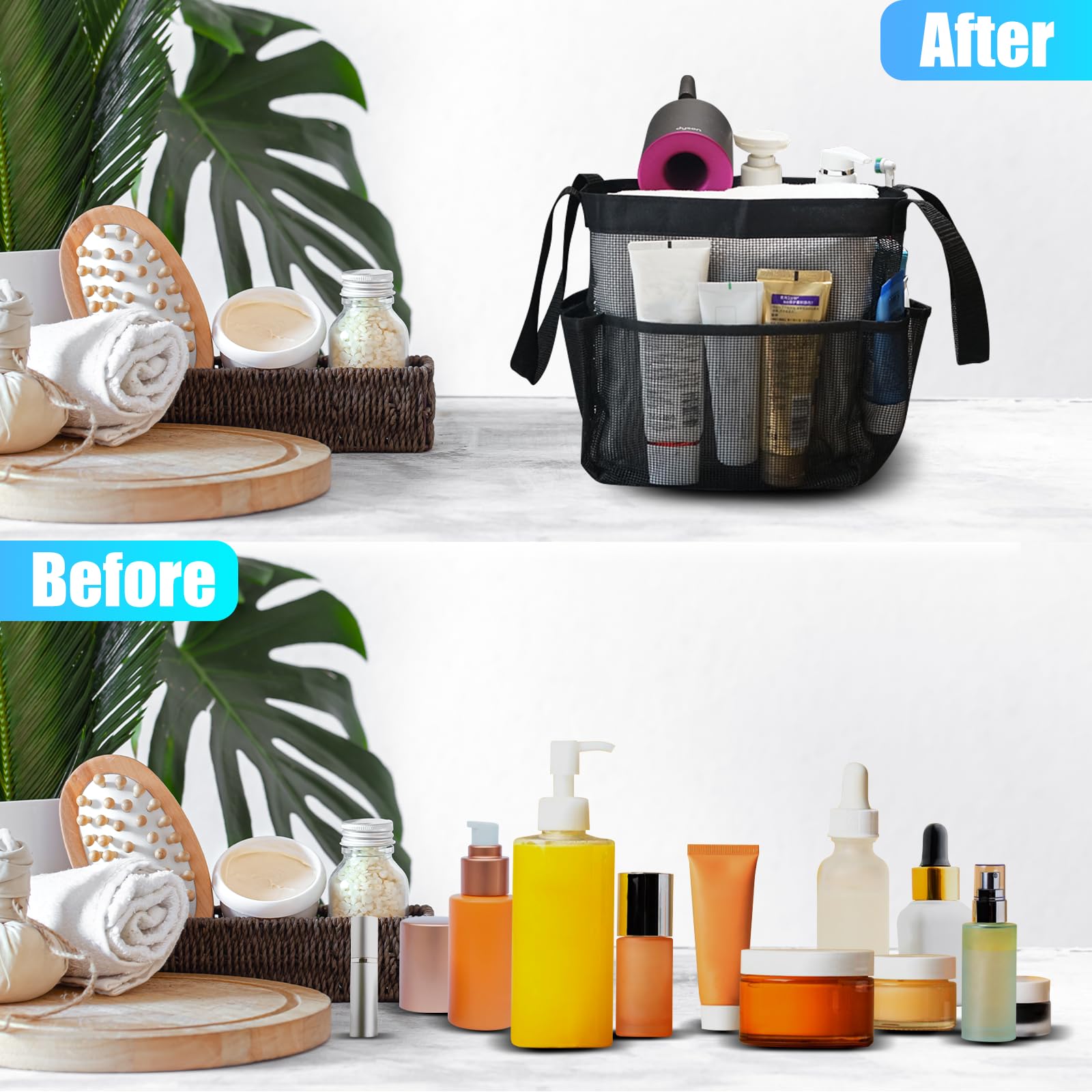 Famichan Panier De Douche Portable En Maille Pour Les