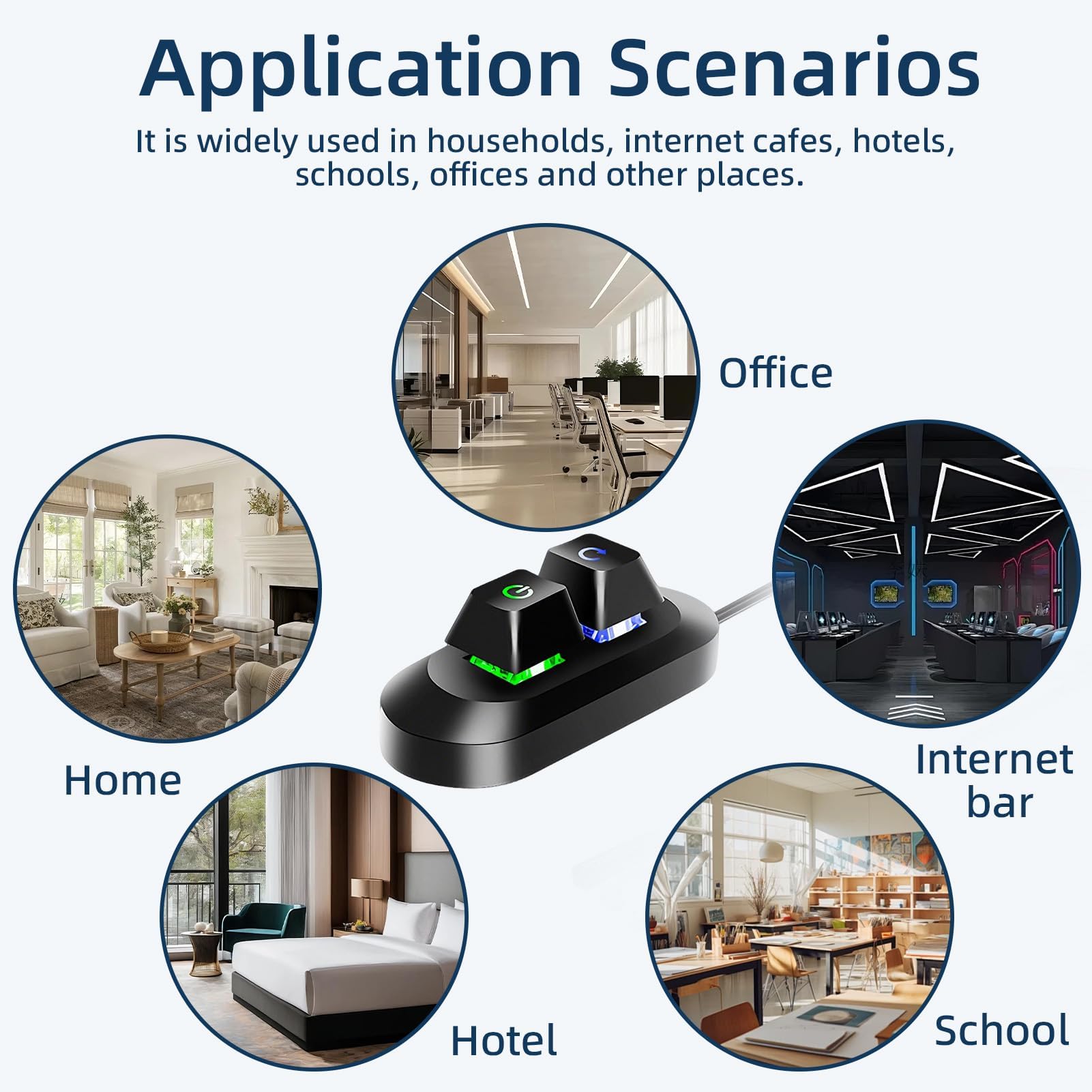Desktop Computer External PC Power Button with RGB Light Multifunctional Computer Power Switch for Home Desktop E-Sports Internet Cafes Easy Start and Reset Control with Motherboard Cable 1.8M/5.9FT — view 6
