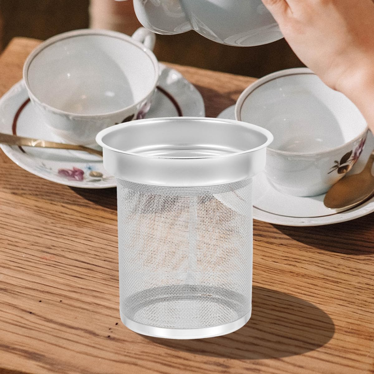 BESTonZON Edelstahl Teesieb für Teekanne mit Feinem Siebfilter Langlebig und Rostfrei für Freunde Des Teegenusses Wiederverwendbarer Teefilter