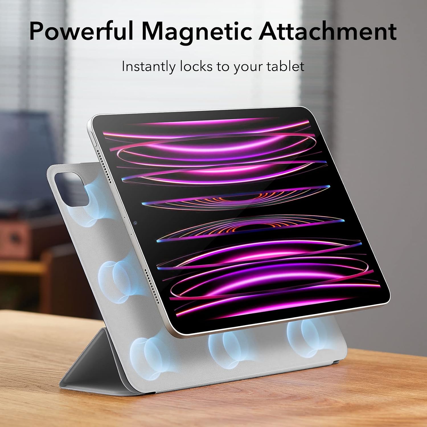ESR Rebound Magnetic Smart Case for iPad Pro 12.9" 2020 & 2018, Convenient Magnetic Attachment [Supports Pencil Pairing & Charging] Smart Case Cover, Auto Sleep/Wake Trifold Stand Case - Gray