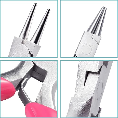 Miniatura 39 de SPEEDWOX Mini alicates de punta larga de 3 pulgadas con mango de PVC rosa para fabricación de joyas, envoltura de alambre, cuentas, manualidades