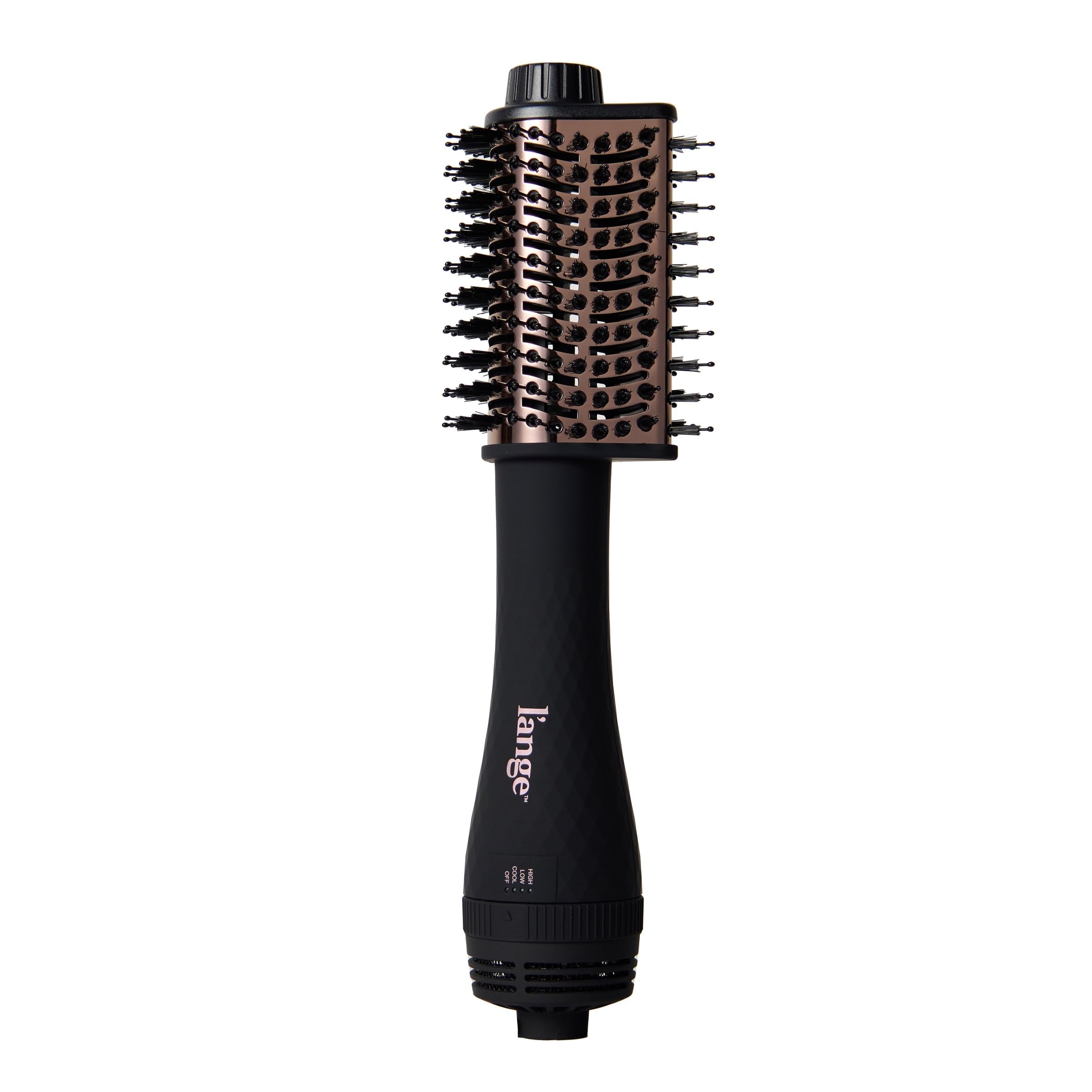 L'ANGE HAIRLe Volume Elev 65MM 2-in-1 Titanium Brush Dryer | Dry and Style | Unique Teardrop Shape Barrel | 3 Heat Settings | 360 Vented Airflow | Ionic Technology for Frizz-Free Styling (Black)