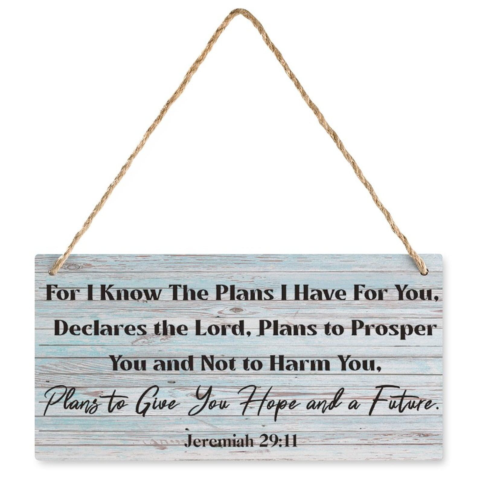 Inspirational Bible Sign for I Know The Plans I Have for You Declares The Lord: Plans to Prosper - Front Door Farmhouse Wood Sign, Porch/Home Decor 12X6 Inch