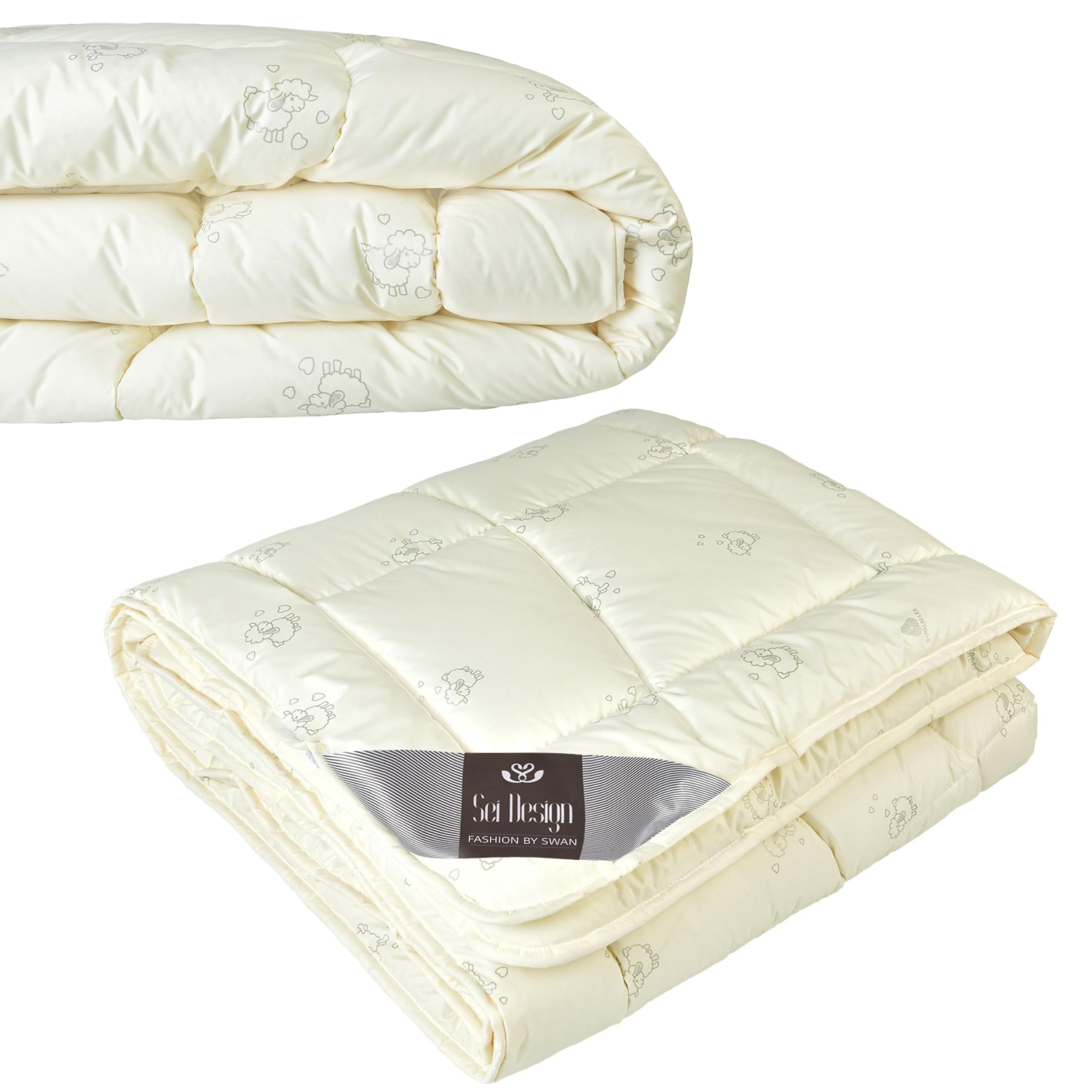 sei Design Wolle Bettdecke Wool Comfort mit feinste Schurwolle gefüllt - Winterwarm 220x200 - Bezug - weiche Mikrofaser