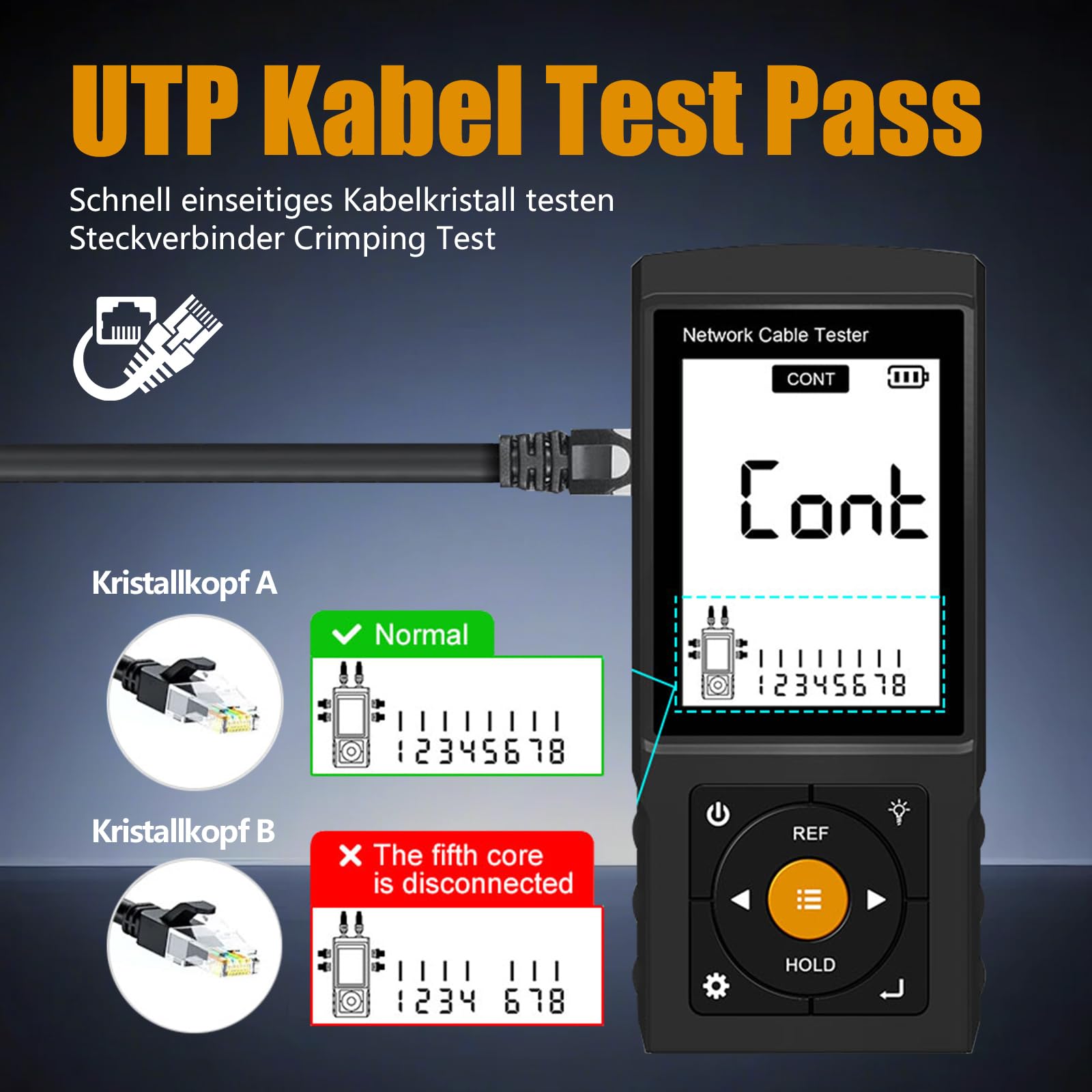 LT-200S Multifunktions-Kabeltester mit Sichtbarer Fehlerortung & Optischem Leistungsmesser - Netzwerkkabeltester für RJ45/UTP/BNC, PoE-Detektor, Port-Finder, 600m Reichweite (Grey)