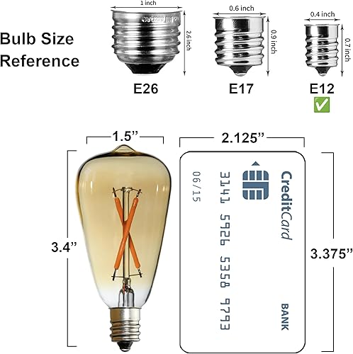 Miniatura 3 de 6 bombillas pequeñas ST38 Edison de 2 W equivalentes a 10W-15W-20W E12 Base cálida ámbar bombillas LED de vidrio para candelabros ventiladores