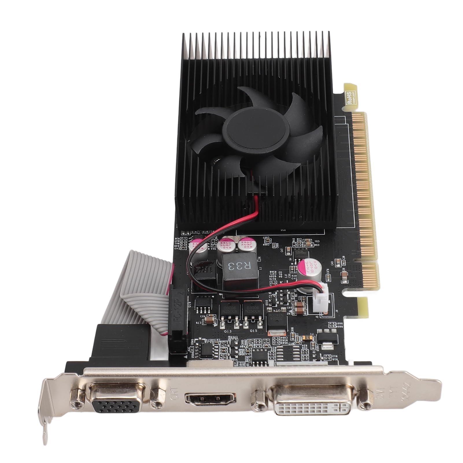 Brrnoo Schede Grafiche per Computer, Scheda Video con Ventola di Raffreddamento Scheda Grafica da Gioco PCIe 2.0 16X GT730 Scheda Grafica GDDR3 da 4 GB a 128 Bit per Wins 10 11