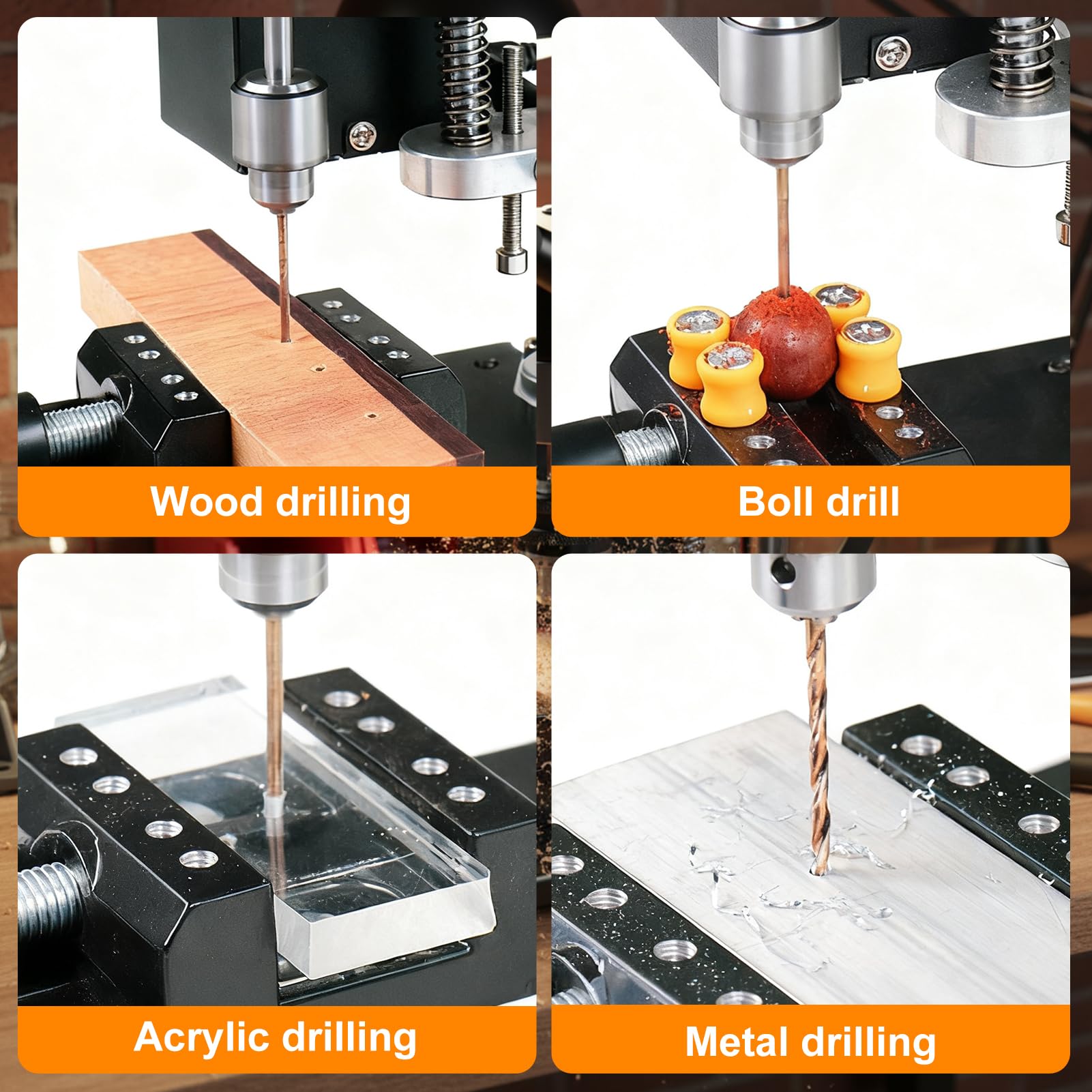 VOBOR Mini Taladro de Columna con Eje Flexible, 7 Velocidades, Ajuste de Altura de 50 mm, Para Metal Madera Acrílico Aluminio