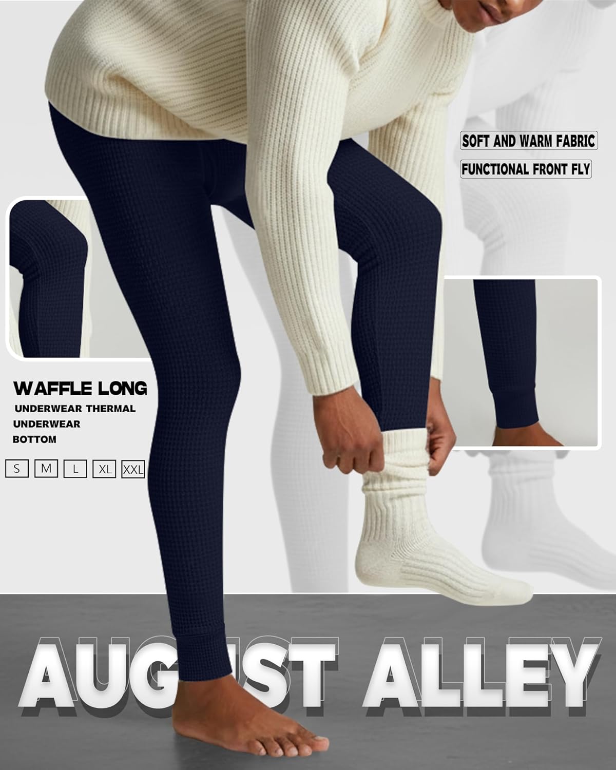 3 Pack Men's Waffle Thermal Bottom Long Underwear Johns Soft Base Layer - Image 3