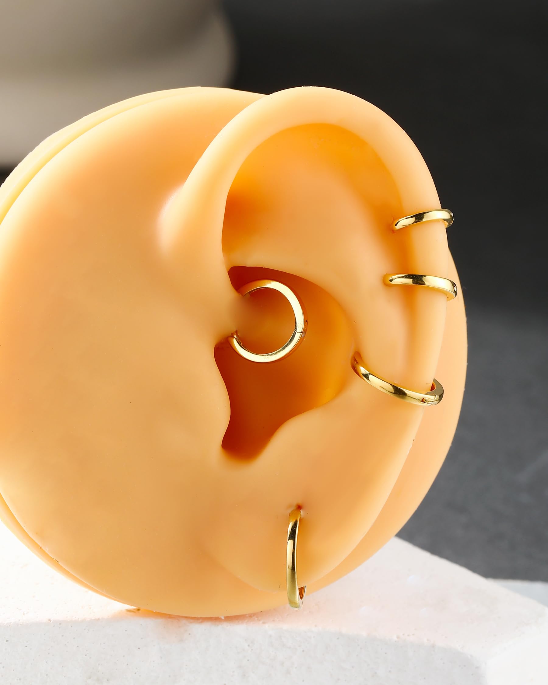 Jewseen Gold Septum Ring Knorpel Ohrring 20G Tragus Kreis 925 Sterling Sliver Lippenringe 2 Stück Conche Ohrringe 10 mm