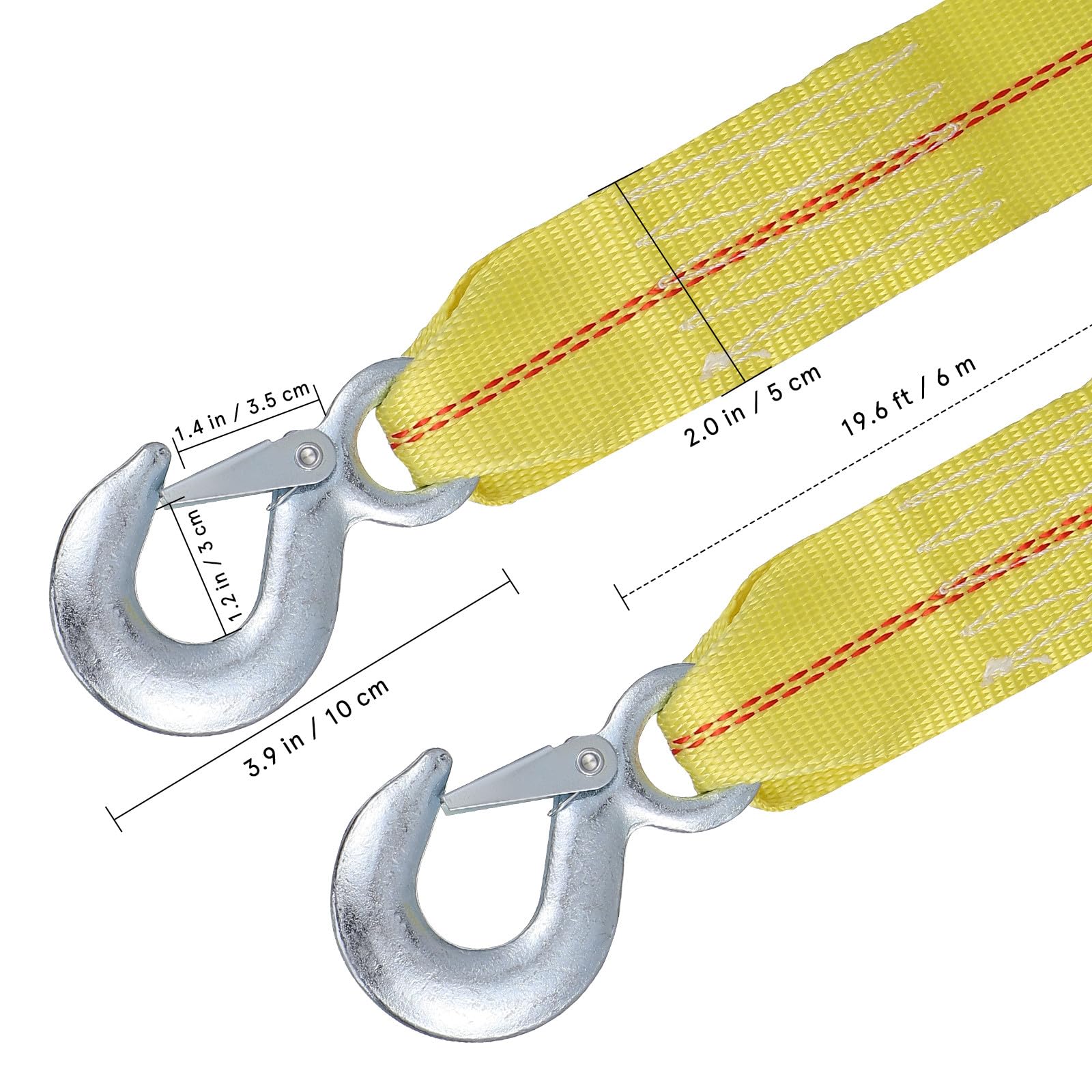 Vaguelly Abschleppgurt für Fahrzeuge mit Haken 6m lang Polyester Material 9 Tonnen Belastbarkeit Zuverlässiger Halt und Schnelle Befestigung für Autoanhänger