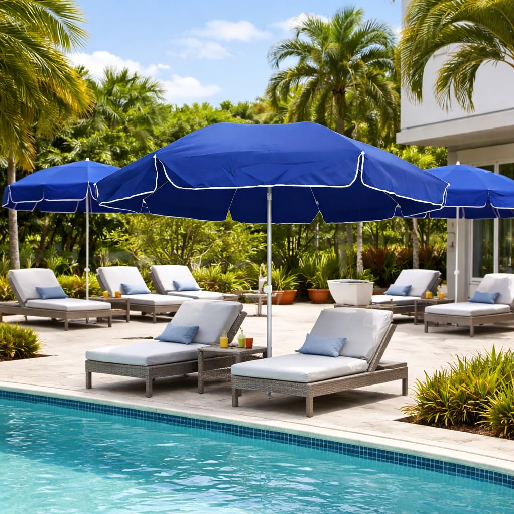 DANYX Ombrellone XXL Mare Spiaggia 240cm Palo Alluminio Stecche Fibra di Vetro Antivento Protezione UV50+ Inclinabile con Custodia e Punta a Trivella