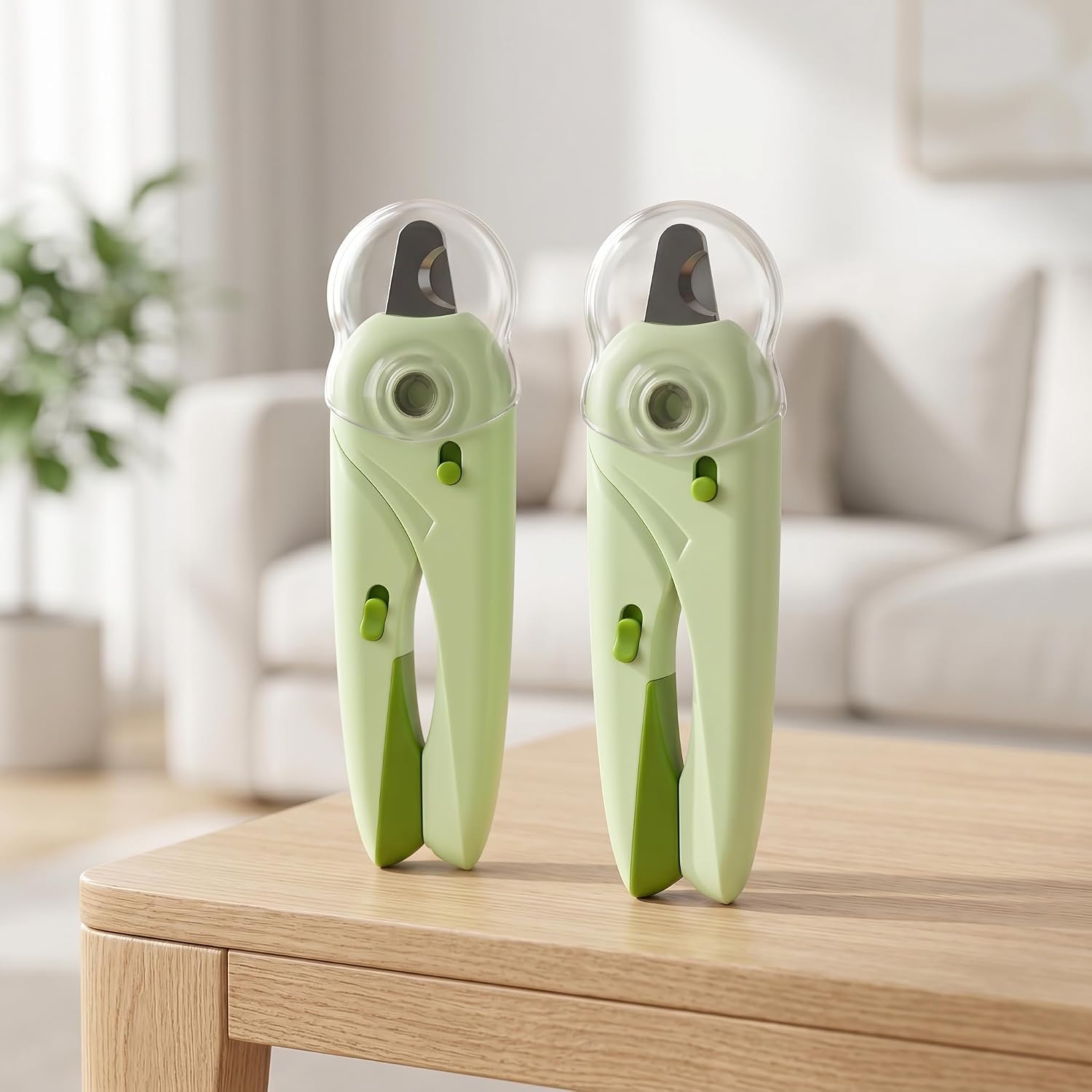 2Pcs Pet Nail Clippers with LED Light Professional Dog Cat Nail Trimmer with Safety Guard & Sharp Stainless Steel Blade Ergonomic Handle for Safe & Easy Grooming-Green