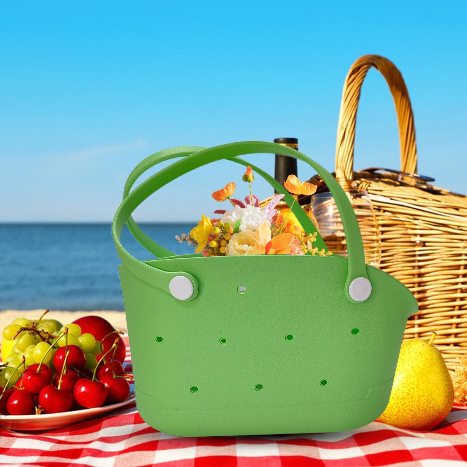 Generico Bolsa de playa de goma impermeable: bolsa de viaje compacta y portátil, bolsa abierta adecuada para deportes, mercado y uso al aire libre.
