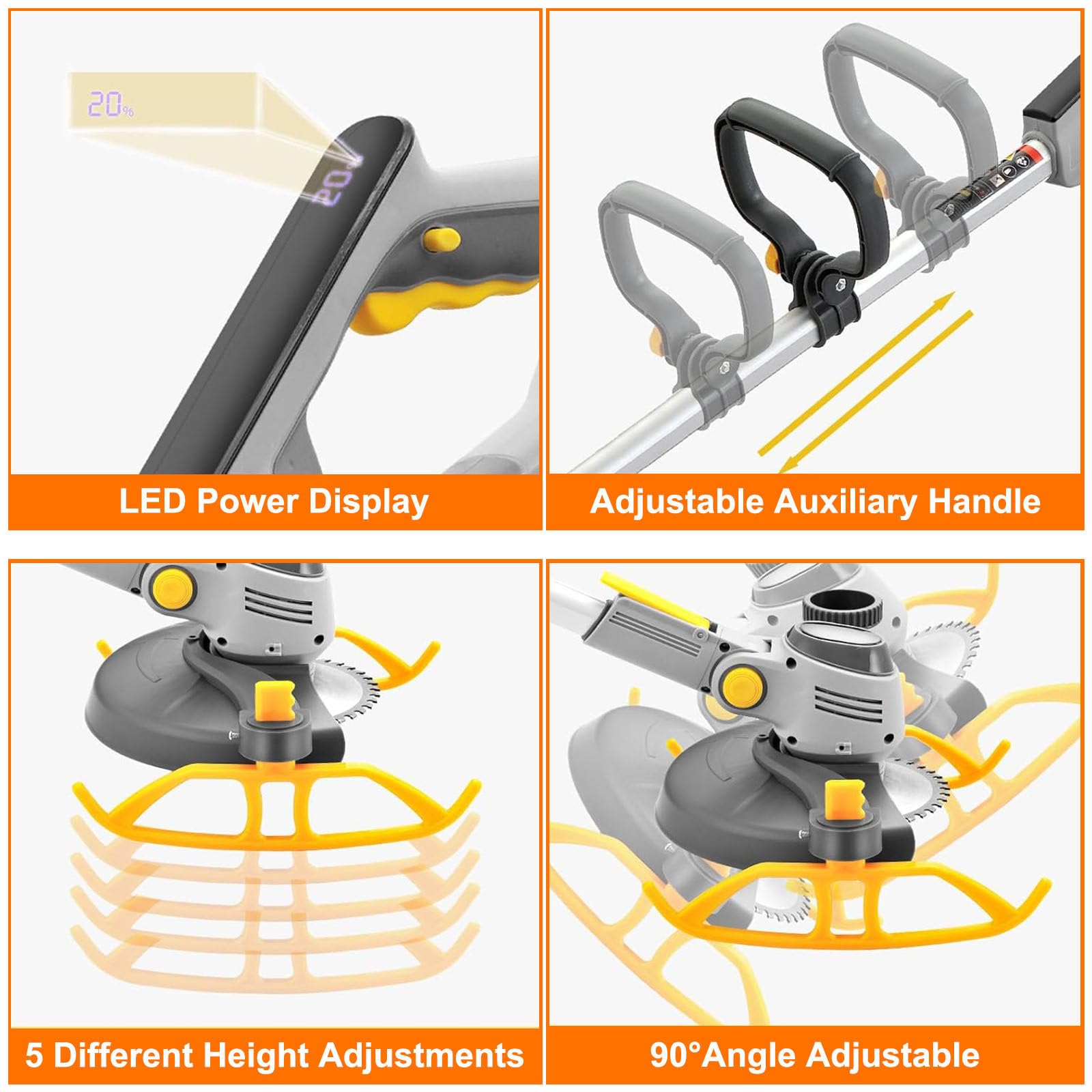 Coupe-Bordure/Coupe-Bordure sans Fil, désherbeur, Coupe-Bordure et Tondeuse à Gazon sans Fil avec 2 Batteries au Lithium, Outils de Jardin