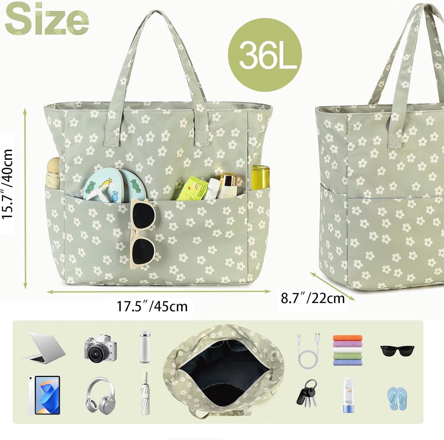 Bluboon Waterproof Beach Tote Pool Bags for Women Ladies Extra Large Carry On Bag With Wet Compartment for Weekender Travel